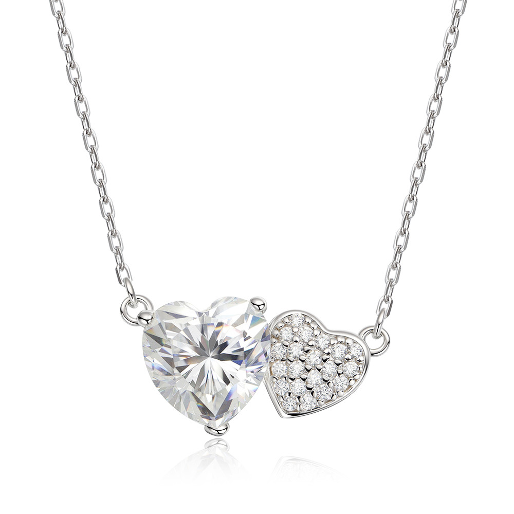 2ct Heart Cut Real Moissanite Women Pendant Necklace 925 Sterling Silver Chain