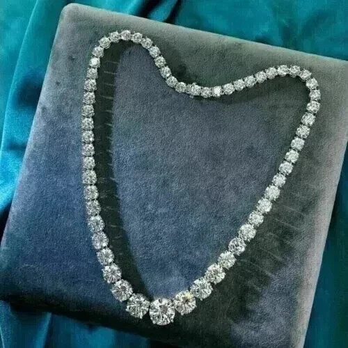 30Ct Round Cut Lab Created Diamond Women’s Tennis Necklace 14K White Gold Plated