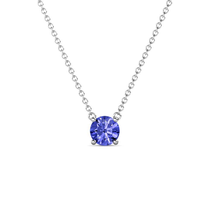 Round Tanzanite 5.00 mm Solitaire Pendant Necklace 14K Gold JP:200190