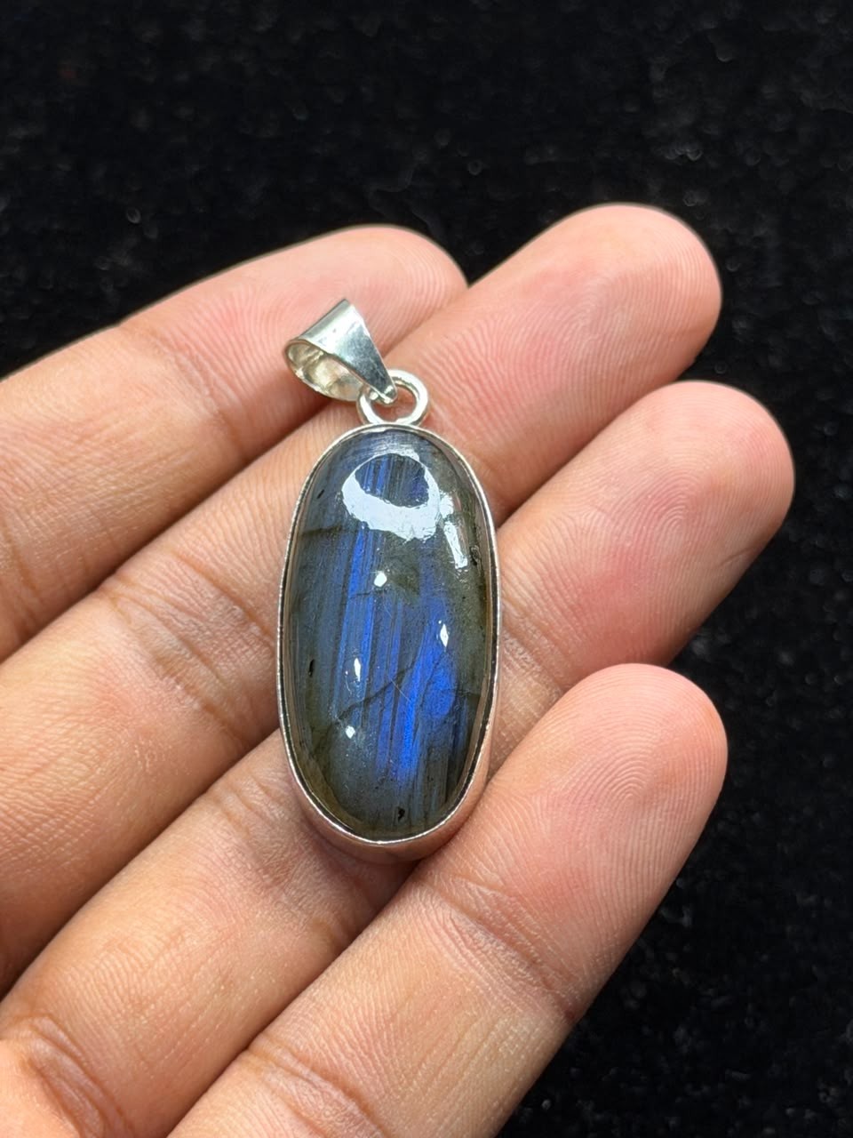 Natural Fire Labradorite 925 Sterling Silver Pendant Handmade Jewelry