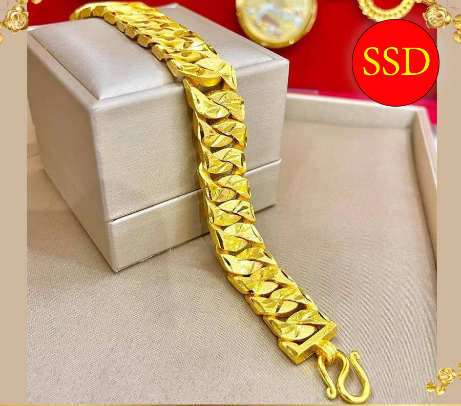 N8 Thai Gold 24k Solid Bracelet Yellow Chain Pendant 7,7.5,8 inches 5 Baht