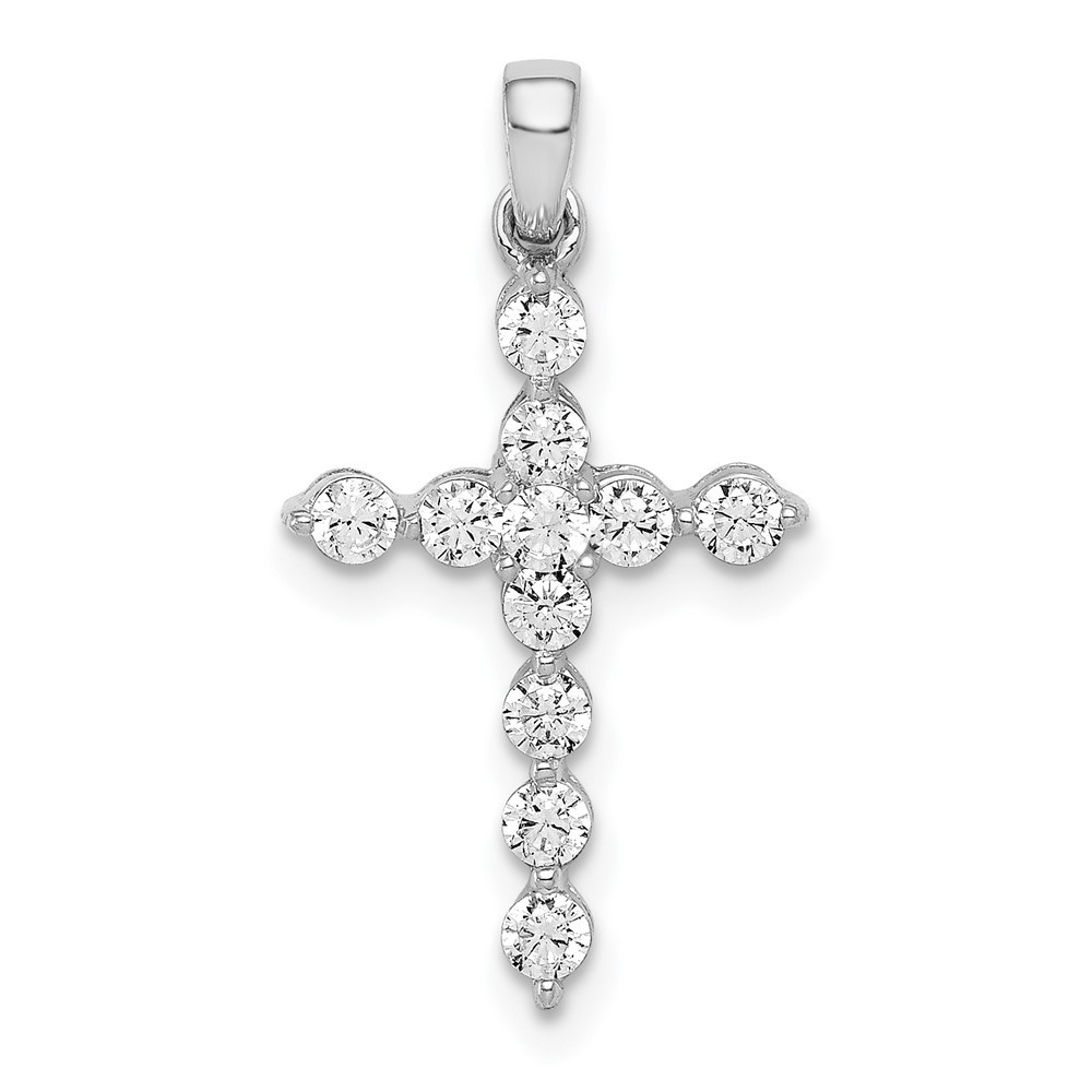14k White Gold 3/8 carat Lab Grown Diamond Complete Cross Pendant 0.67gm