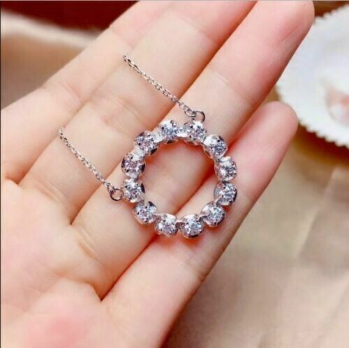 1.50Ct Lab Created Diamond Circle Pendant 14K White Gold Over 18″ Free Chain