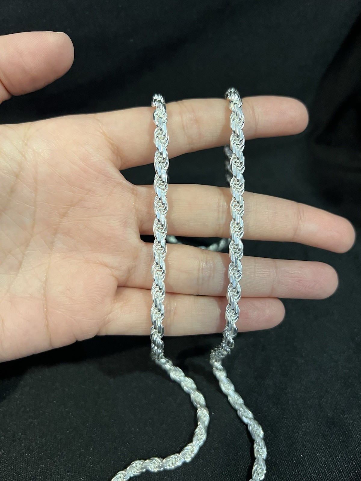 .925 Sterling Silver Men’s Male Women Twisted Rope Choker Chain Necklace 18″