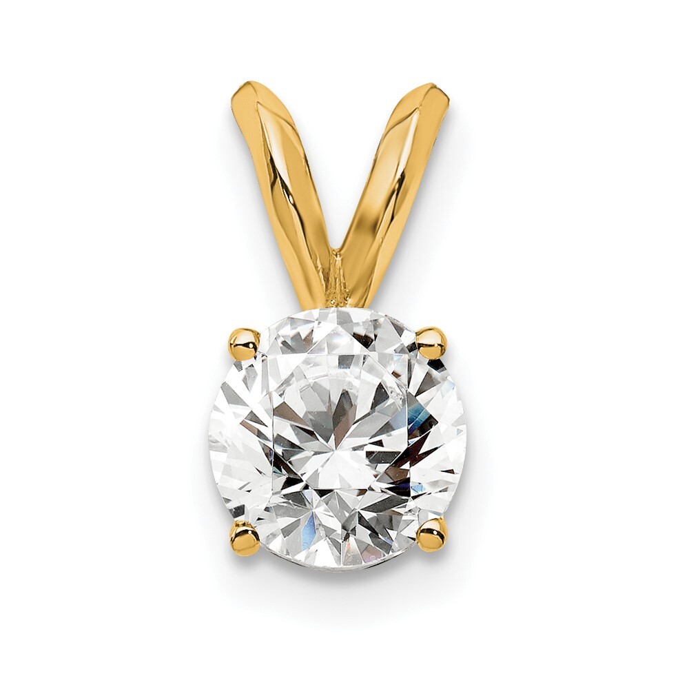 1/2Ct Round Lab Grown Diamond Solitaire Pendant in 14k Yellow Gold ( VS/SI, GH)