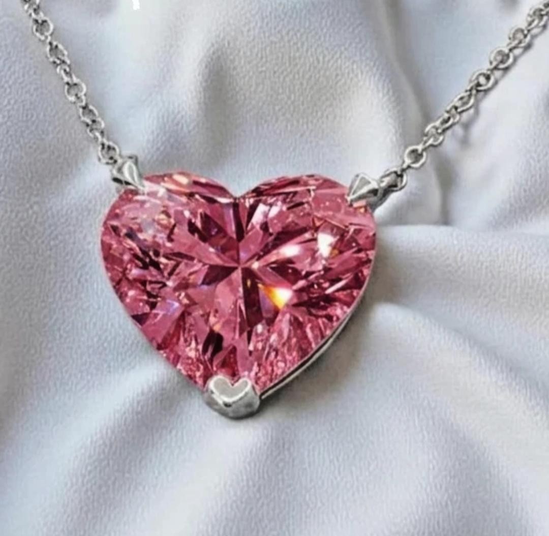 925 Silver, Lovely Pink Diamond Solitaire Pendant, Rare 15 Ct Certified Treated