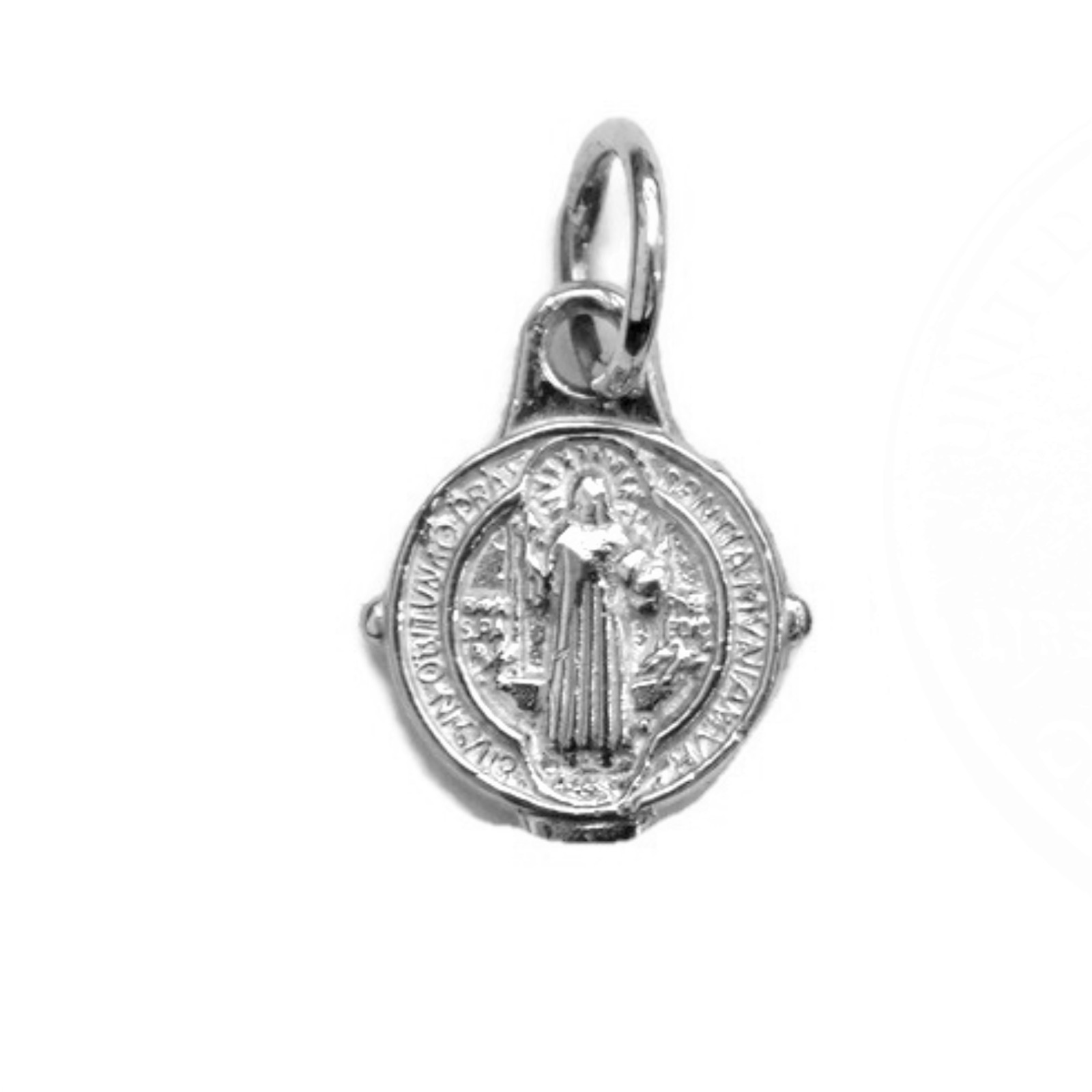 Saint Benedict Small Medal (San Benito) Charm Pendant .925 Sterling Silver!!