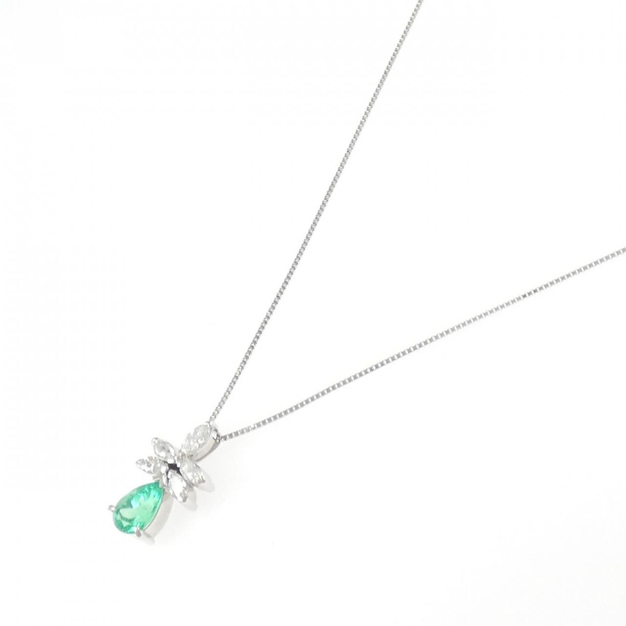 Authentic PT900/PT850 Emerald Necklace 0.85CT #270-004-365-6421