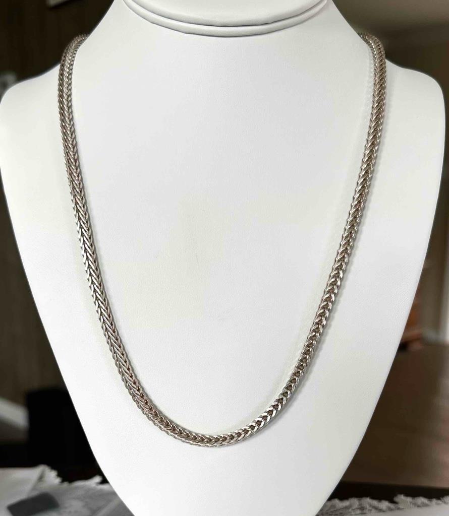 Magnificent Sterling Silver 925 Italy KA1772 Foxtail Necklace 24″ L 41g 4mm