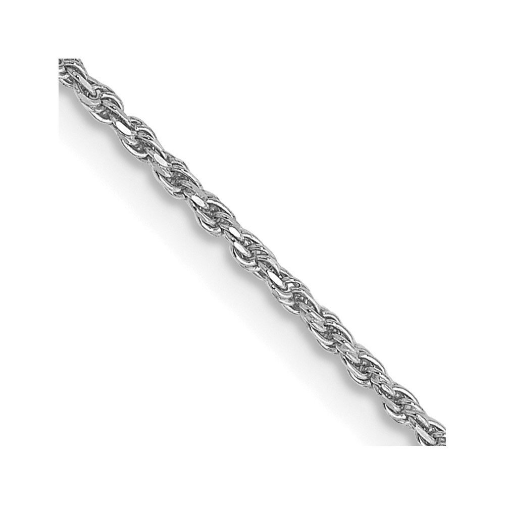 14″ 14K White Gold 1.15mm Diamond-cut Machine-made Rope Chain Necklace