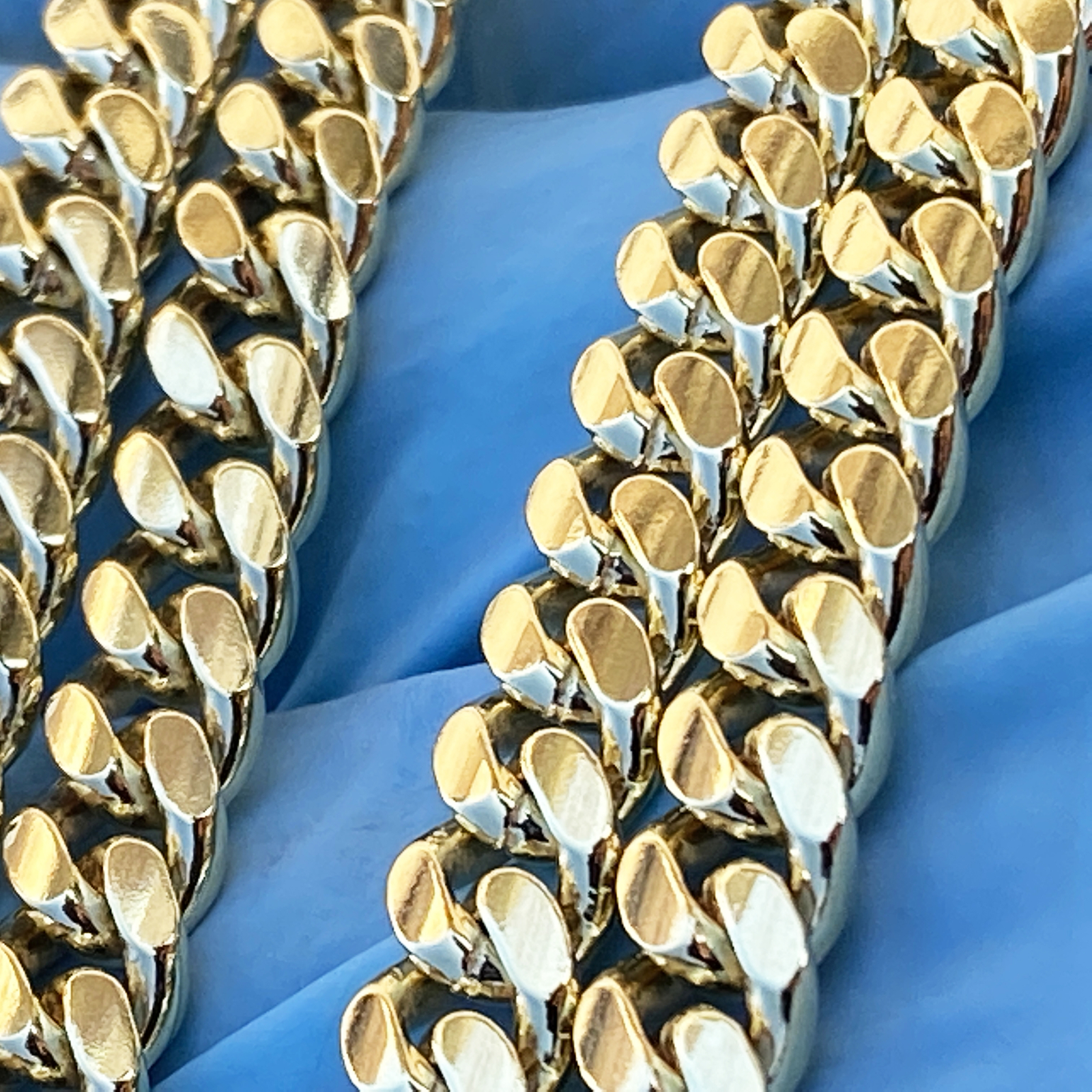 14k Gold Plated On Solid 925 Sterling Silver Miami Cuban Link Necklace Italy 5mm
