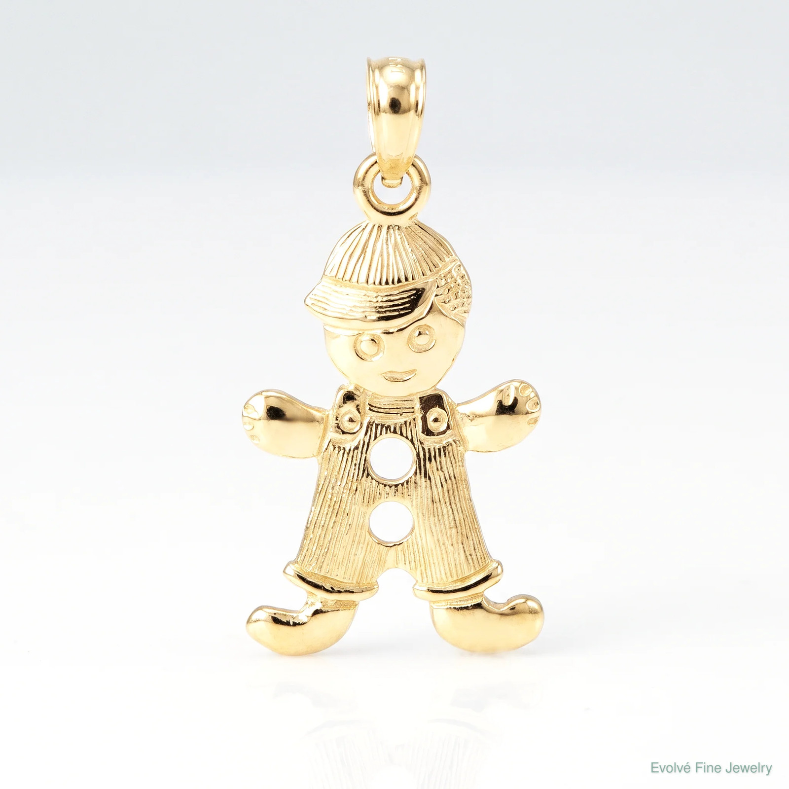 10K / 14K Yellow Gold Playful Boy With Cut Out Buttons Charm
