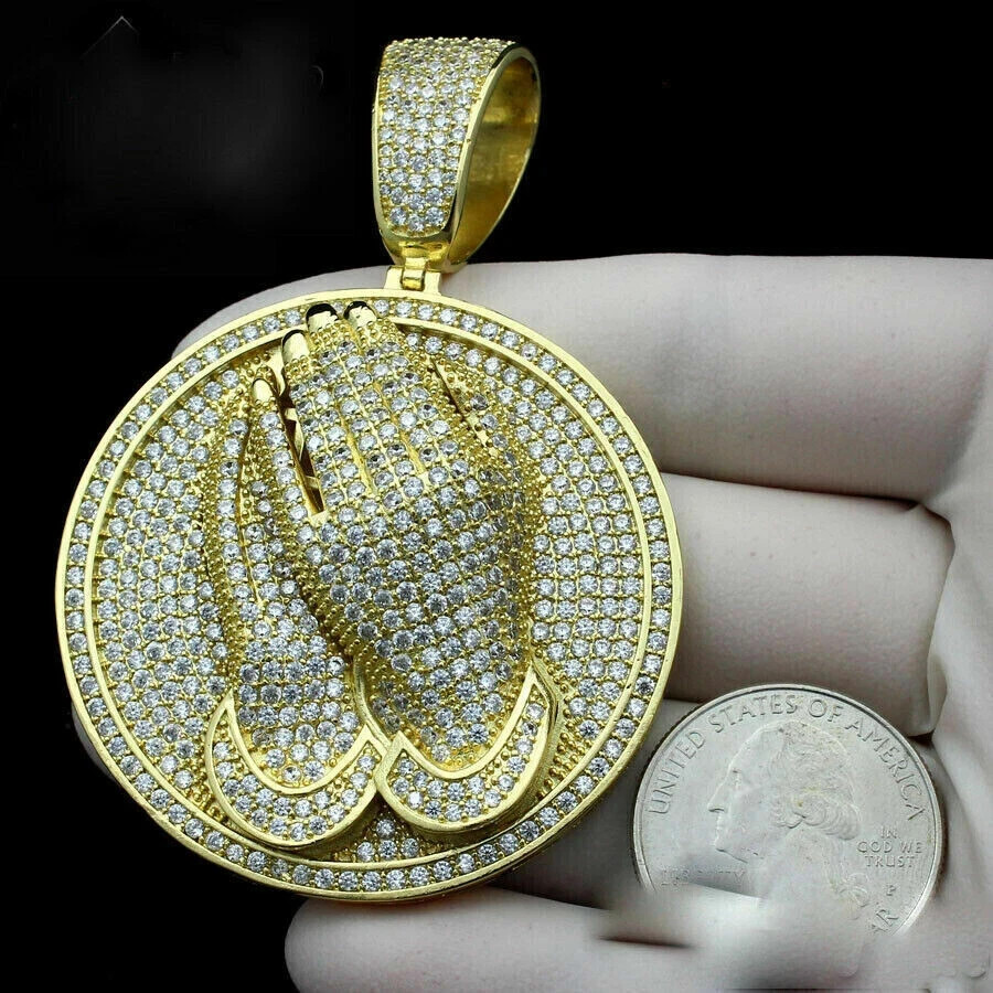 3Ct Round Cut Moissanite Round Pendant Real 10K Yellow Gold Free Chain