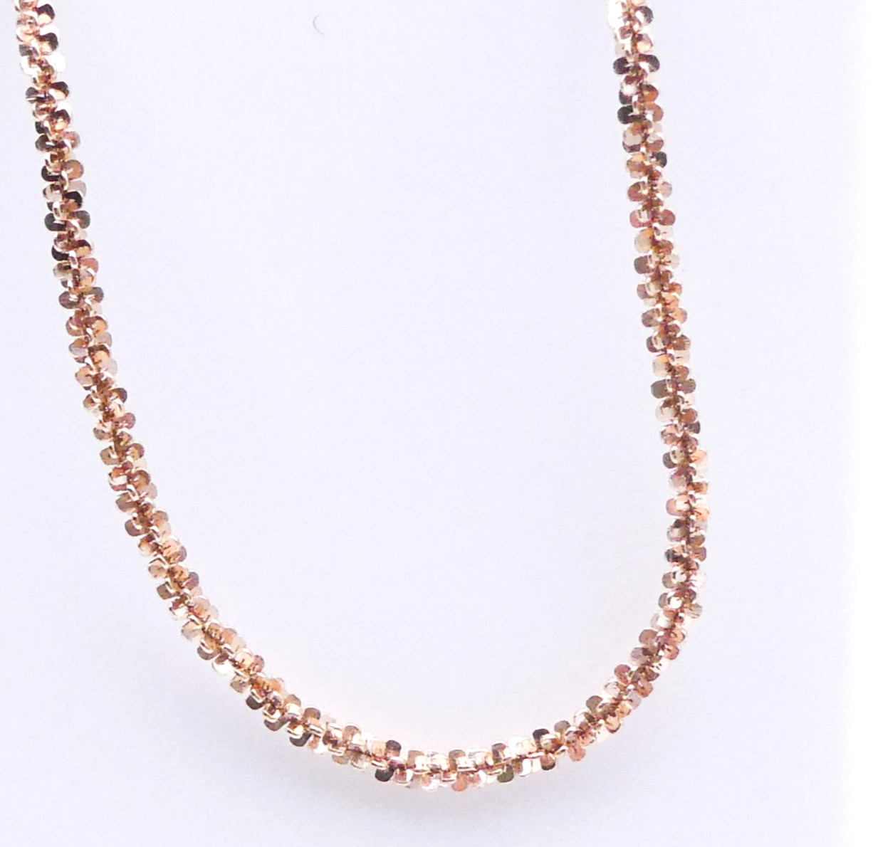 Rose Gold Over Sterling Silver Twisted Confetti 20″ Chain Necklace Stackable