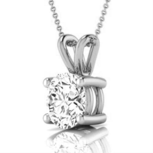 IGI Diamond Pendant VVS2 F Round Cut 3 Ct Lab Created 14k White Gold Eye Clean