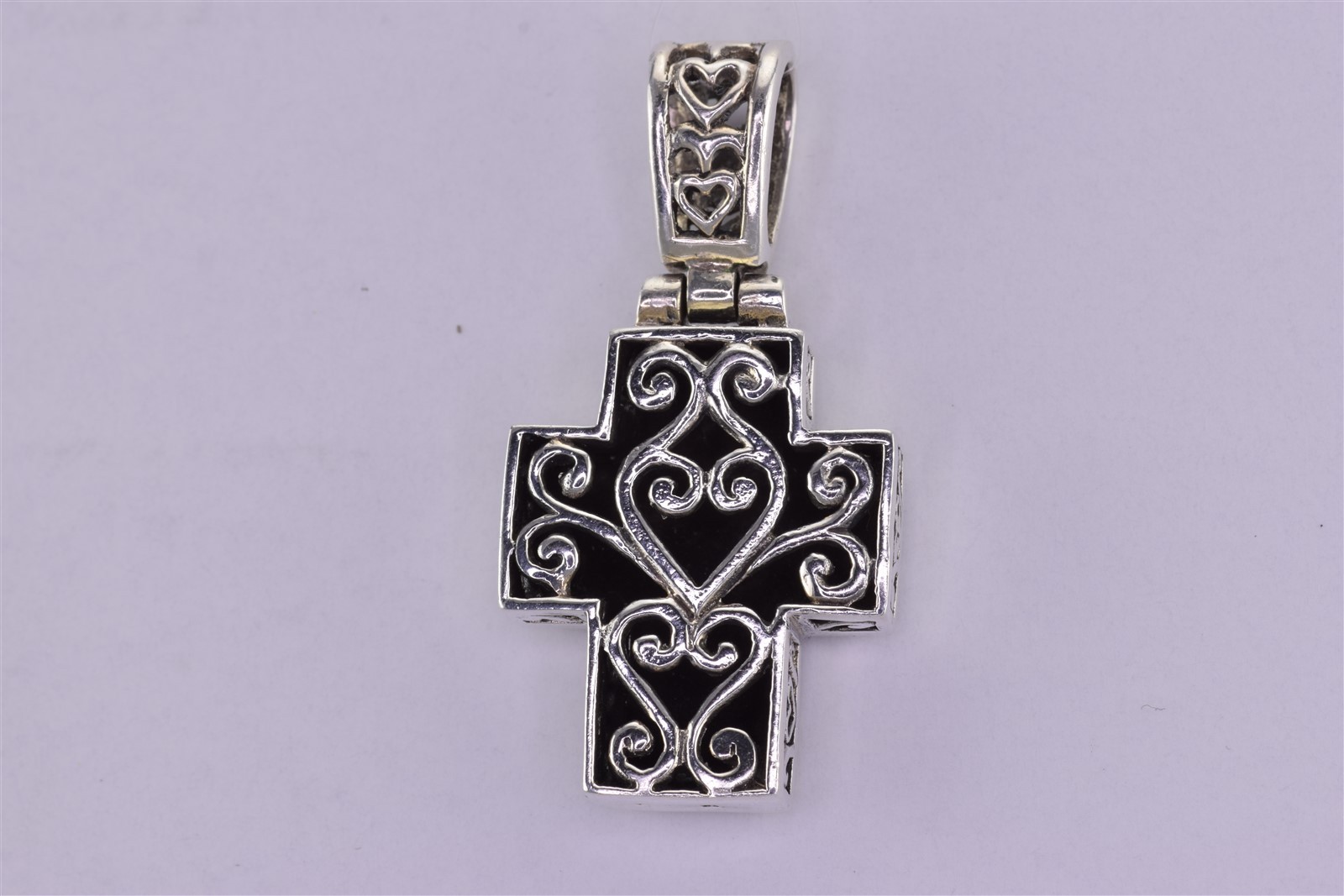 Sterling Silver 26mm x 21mm Boxed Heart Scroll Heart Statement 925 Pendant 11g