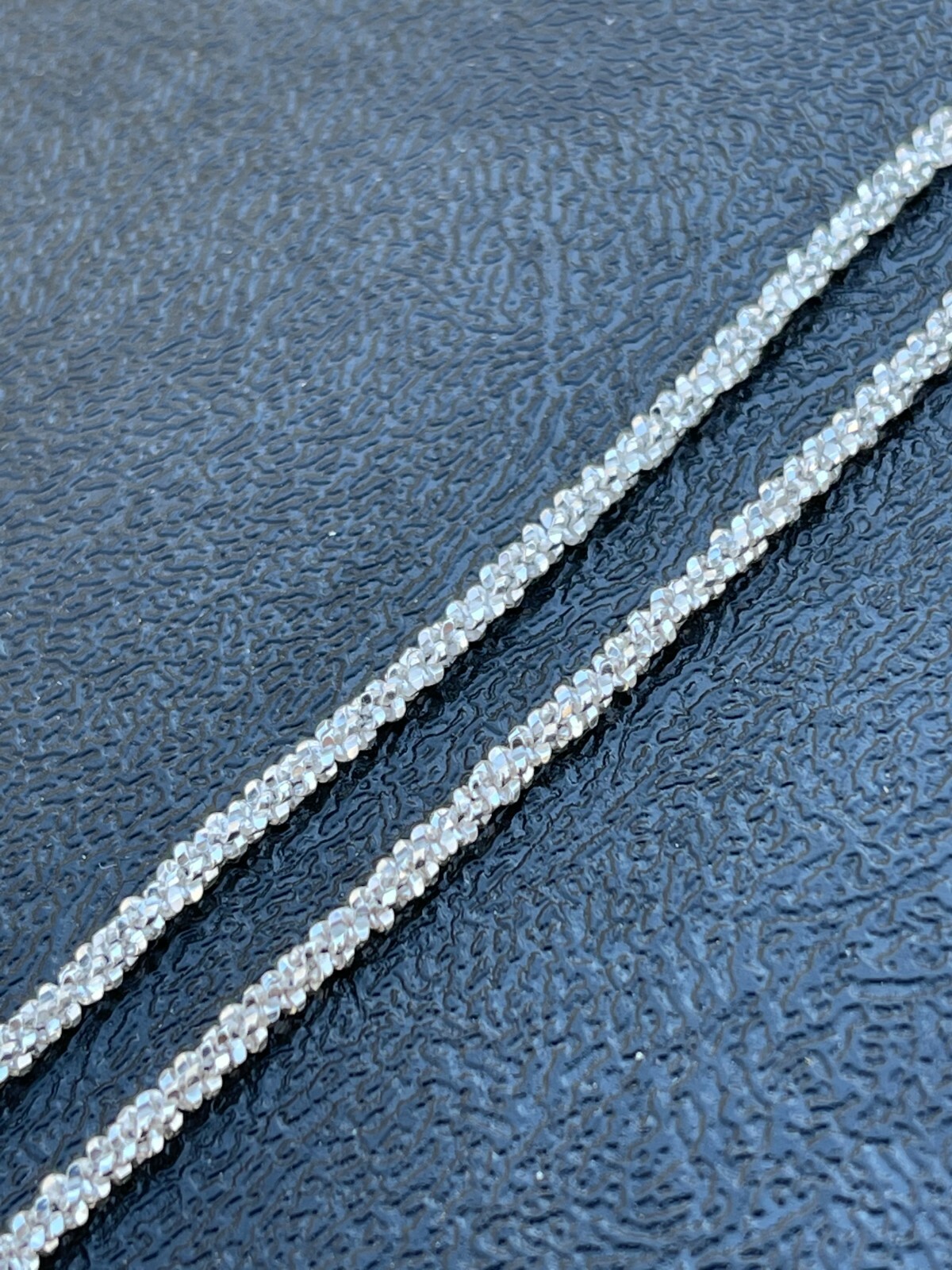 Cadena Rope Diamond Cut Plata Esterlina 925 Real Brillo Hombre Mujer 1mm-3mm