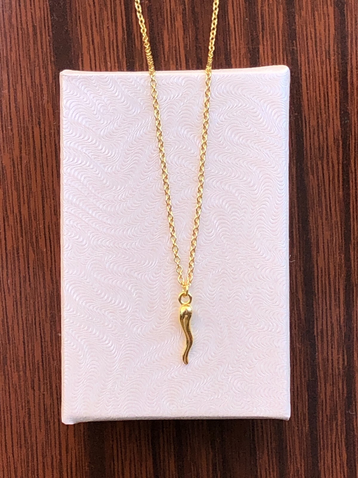 925 Sterling Silver Gold Italian Horn Pendant Necklace Women Girls 11mm 18″ Tiny