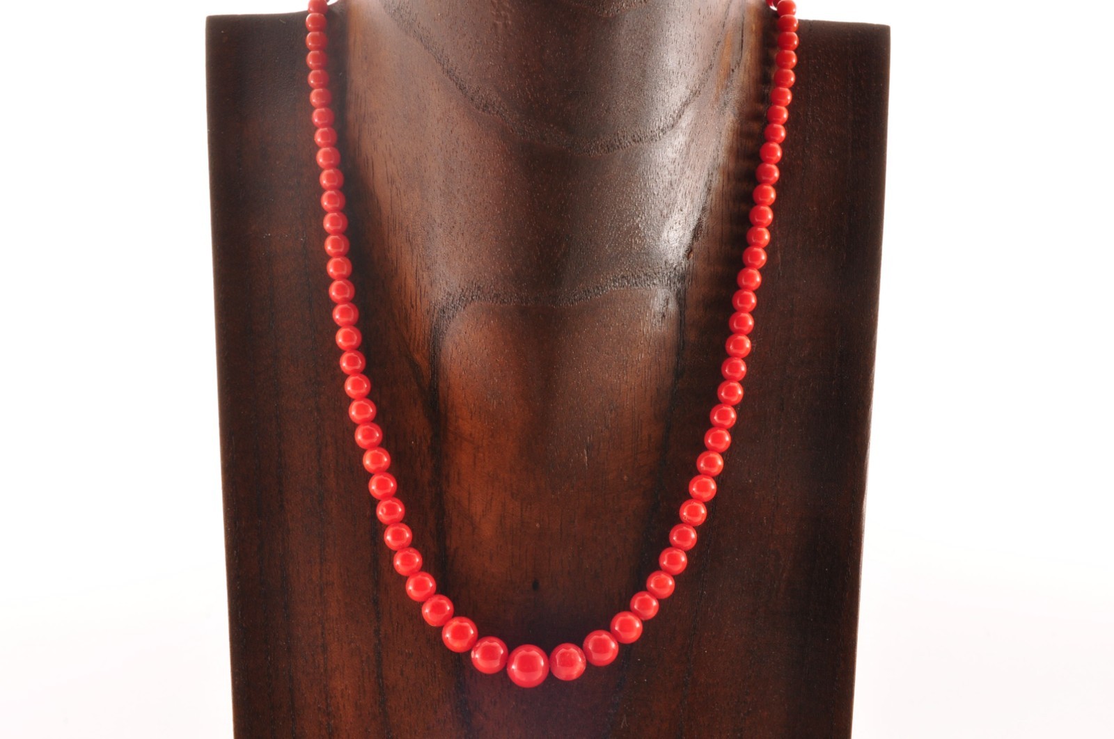 925 silver clasp red coral necklace with Certification (440mm (17.3in) 88.5ct).