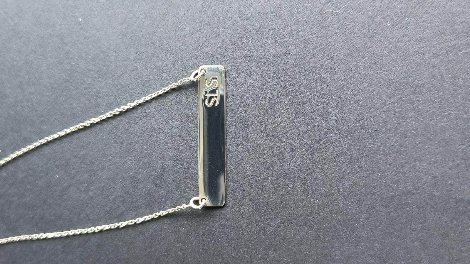 FINE BAR NECKLACE, 925 Sterling Silver Minimalist Necklace, Rectangle Pendant