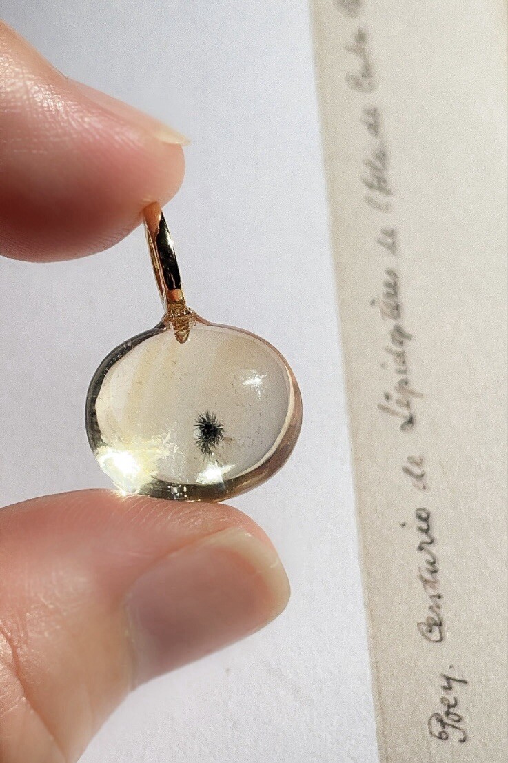 Very Rare Phantom Citrine with Hollandite Inclusions Dainty Pendant