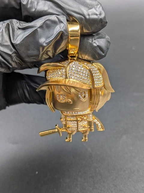 2.60Ct Round Cut Real Moissanite Custom Cartoon Pendant 14K Yellow Gold Plated