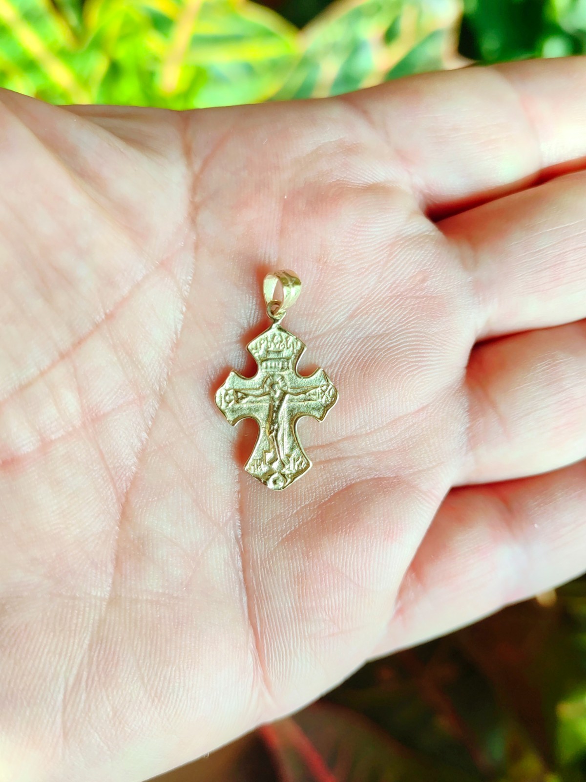 14k solid yellow gold cross pendant, female golden cross, male gold cross,