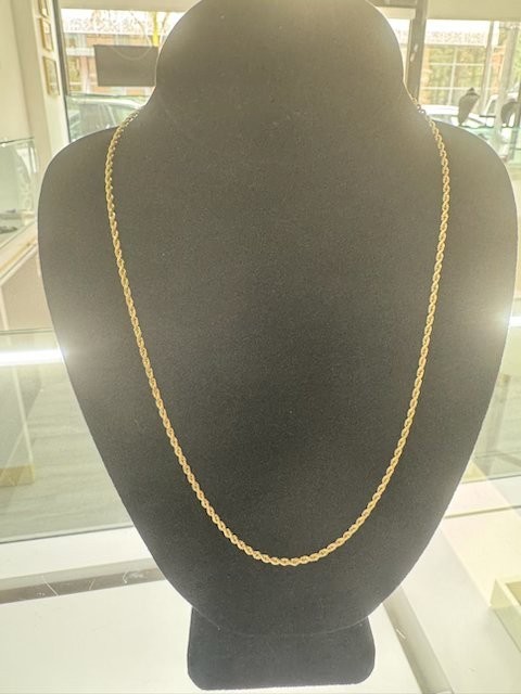 BRAND NEW 10k Yellow Gold 3mm Rope Chain 2.5MM Size 22″ Hollow
