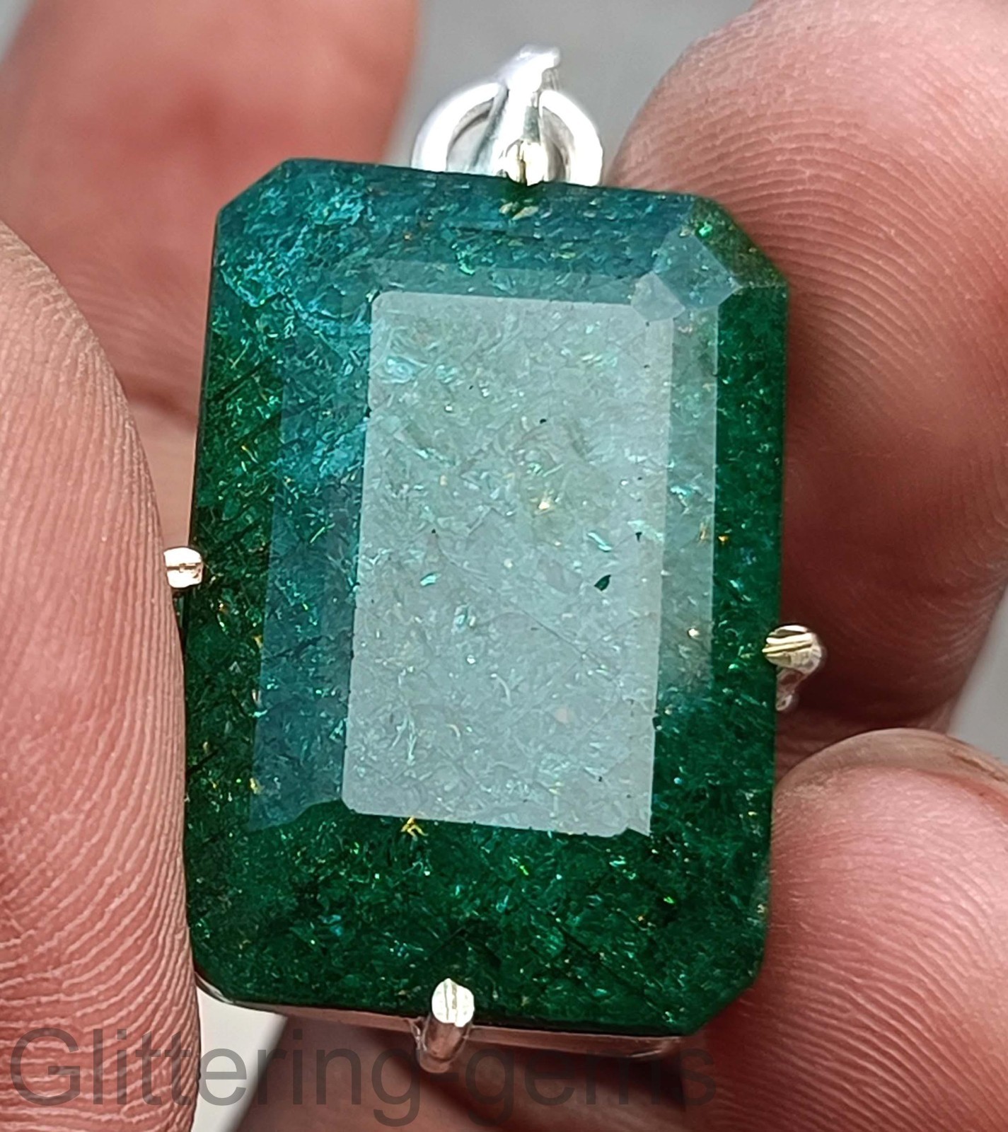 IGL Certified 79.00Ct Emerald 925 Silver Pendant Natural Loose Gemstone Set 5DDL