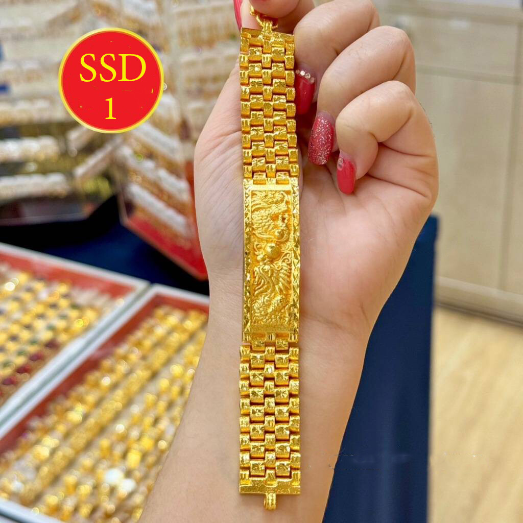 Dg6 Thai Gold 24k Solid Bracelet Yellow Chain Pendant 6.5,7,7.5,8 inches 5 Baht