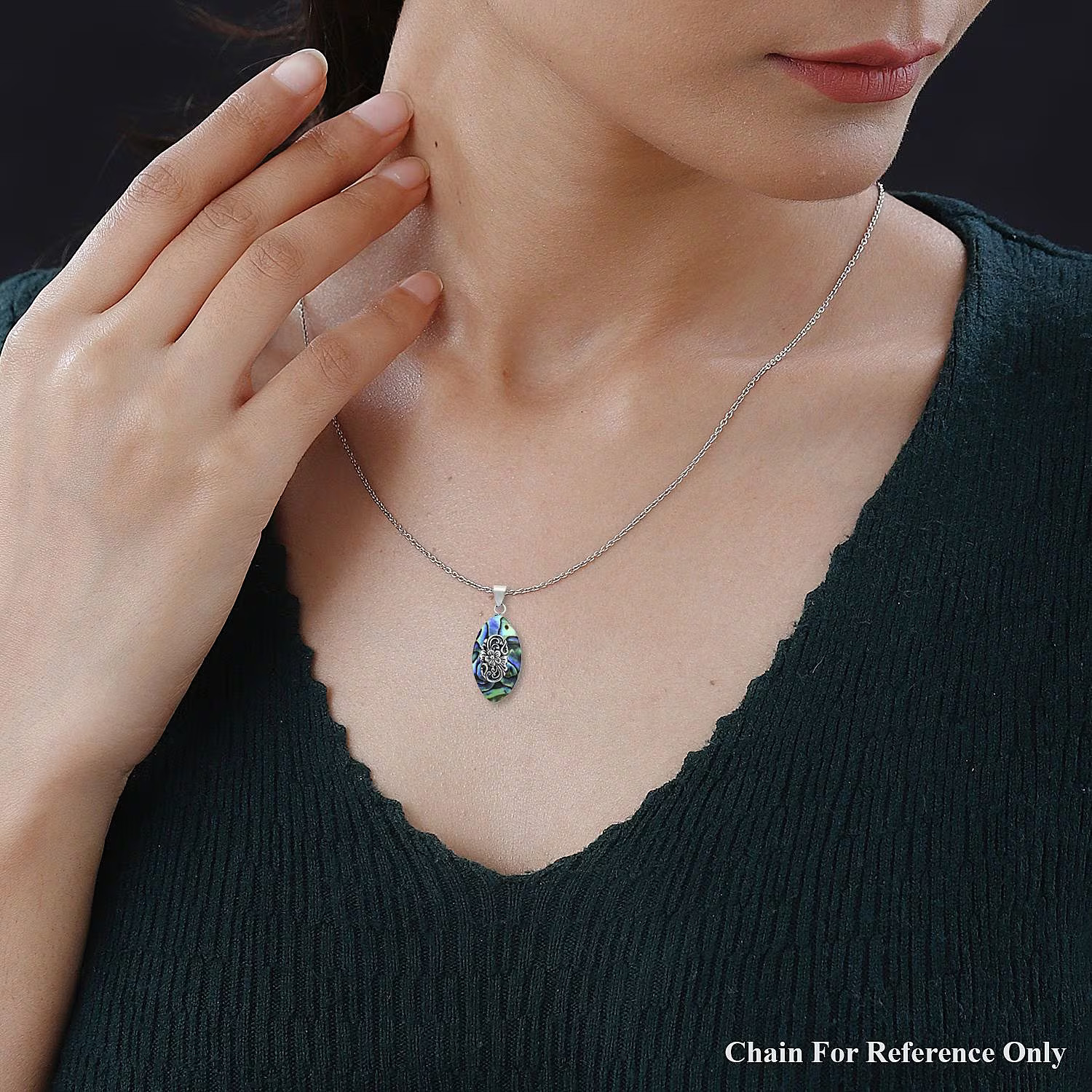 925 Sterling Silver Natural Abalone Shell Pendant Jewelry Gift for Women