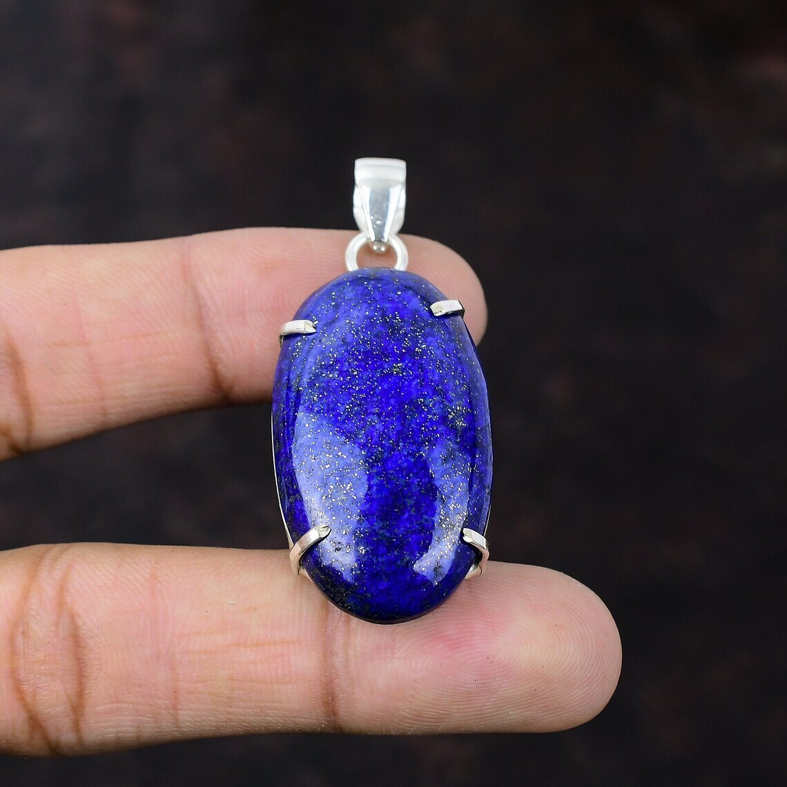 Lapis Lazuli Gemstone Handmade 925 Sterling Silver Designer Pendant Gift For Him
