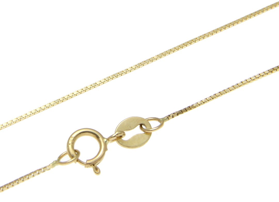 SOLID 14K YELLOW GOLD ITALIAN 0.6MM BOX CHAIN NECKLACE 20″