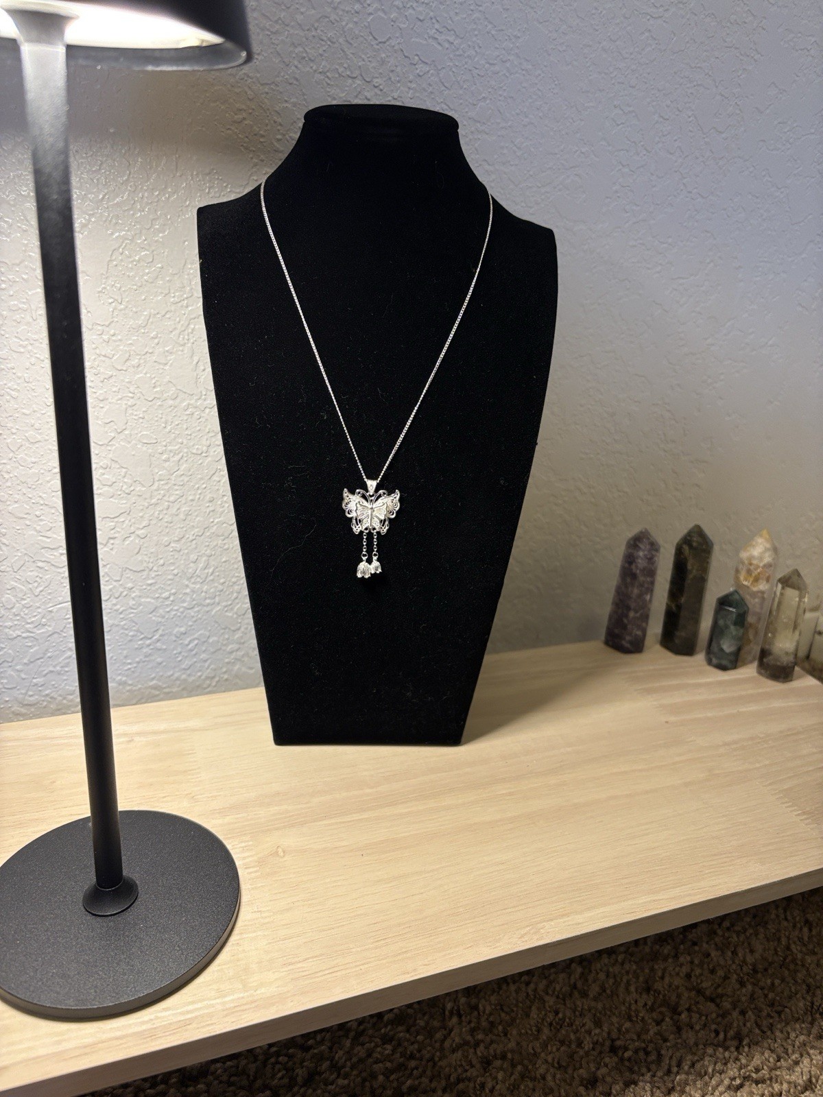 Stamped 925 Silver Necklace with Butterfly Pendant 16-18
