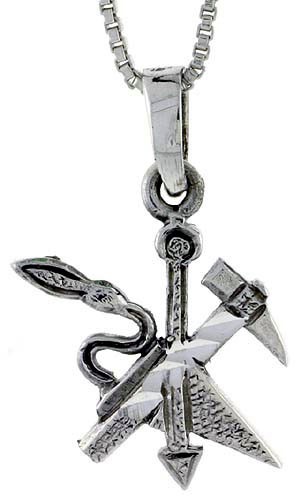 925 Sterling Silver Masonry Tools Charm Pendant 1 1/16 (27mm) Inch Tall