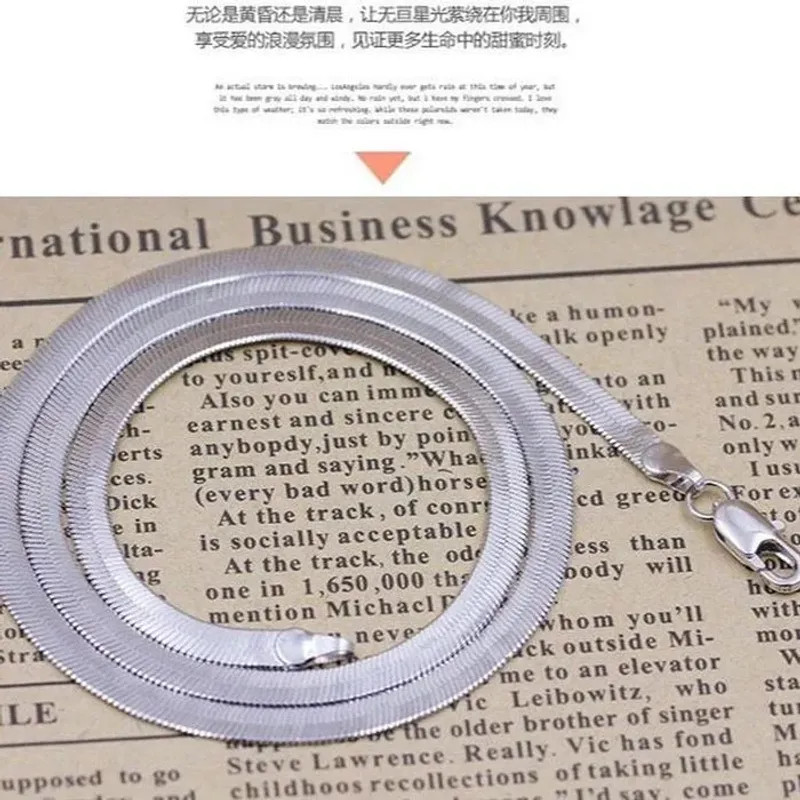 925 Sterling silver 18K Gold 4MM Flat chain Necklace for Women Luxury Fine