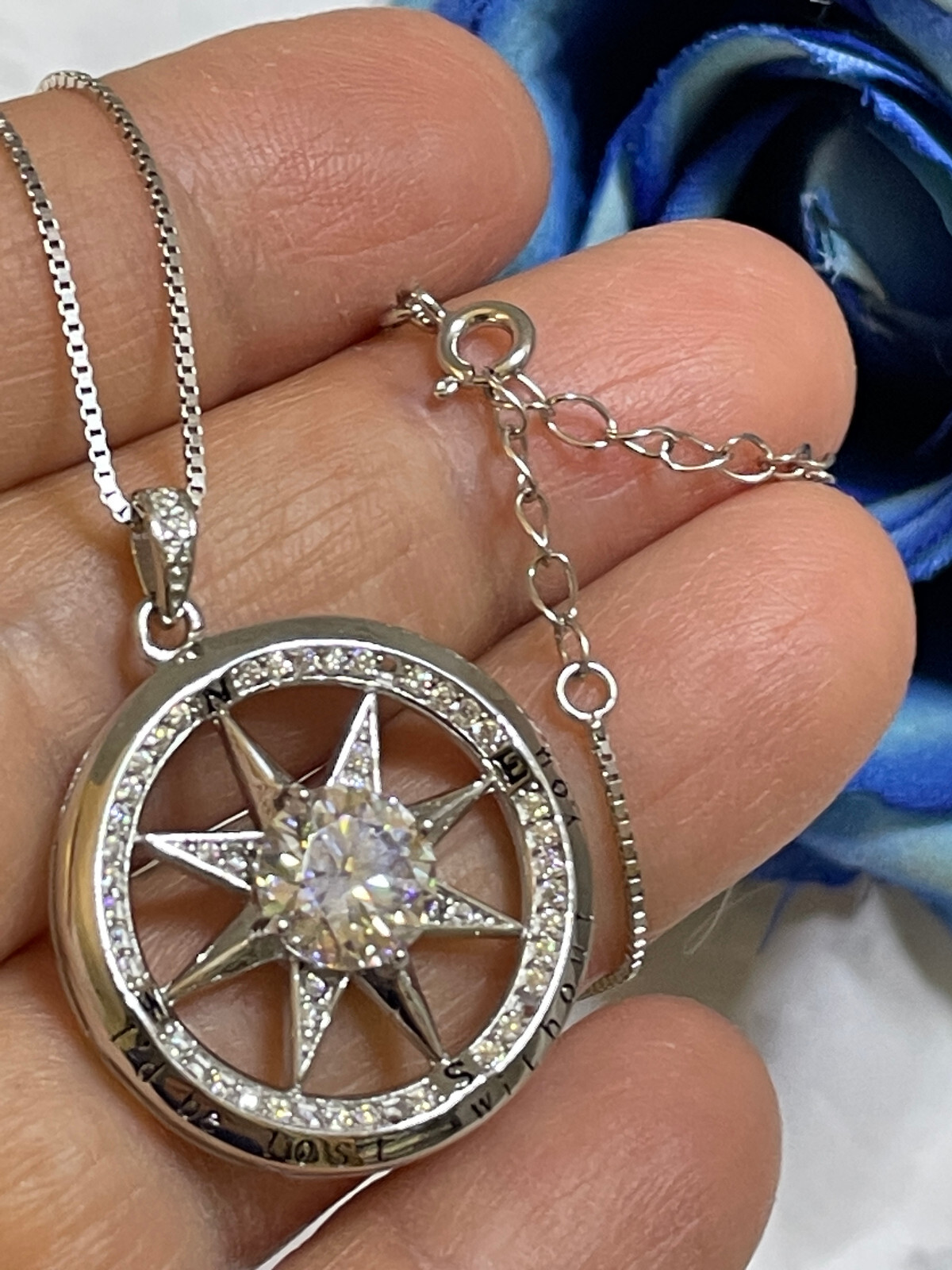 2 carat Diamond Solitaire Necklace 1.5ct Diamond Compass Pendant Birthday 3.5ctw
