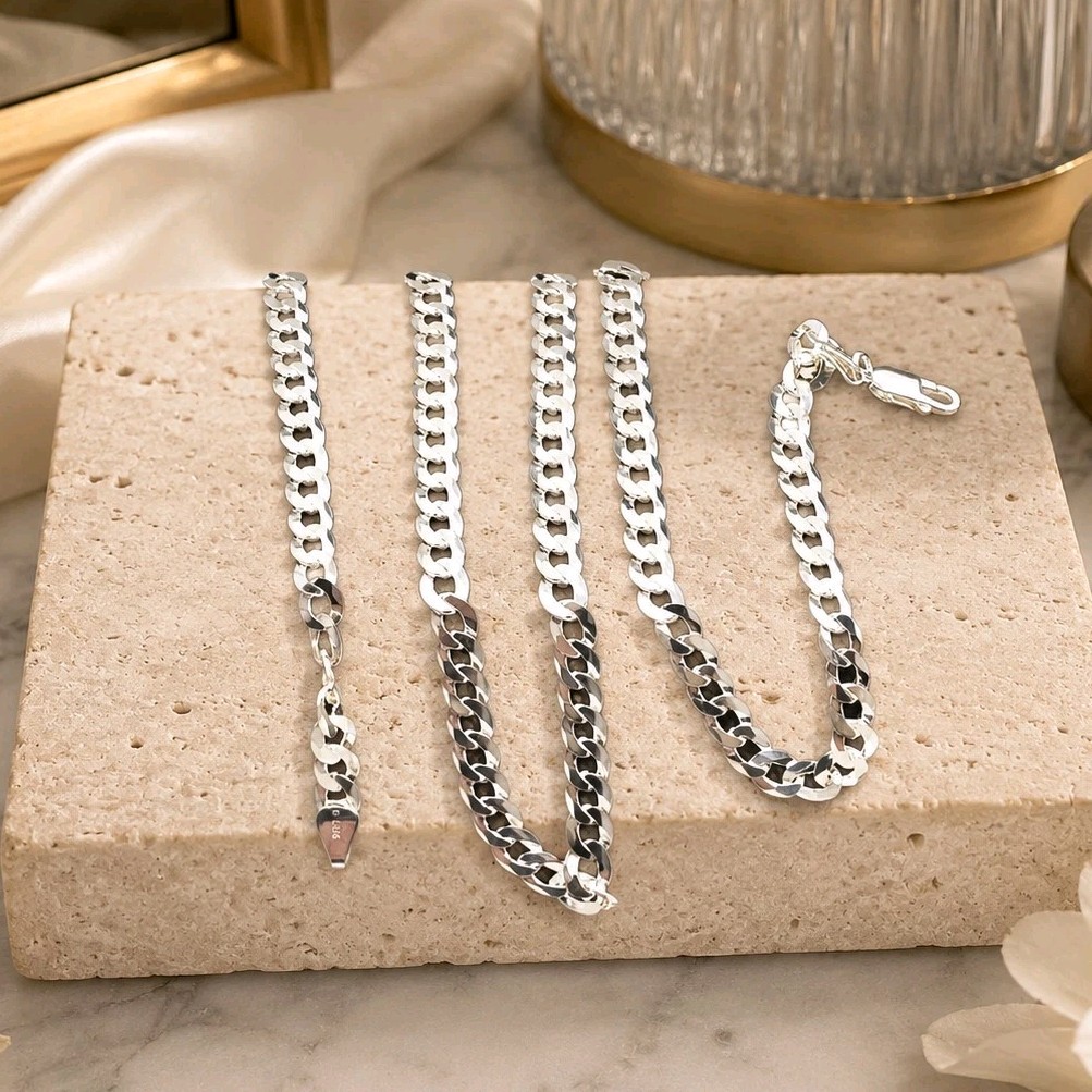 New Italy 925 Sterling Silver 5mm Cuban Curb Link Chain Necklace 22″ 15.1g