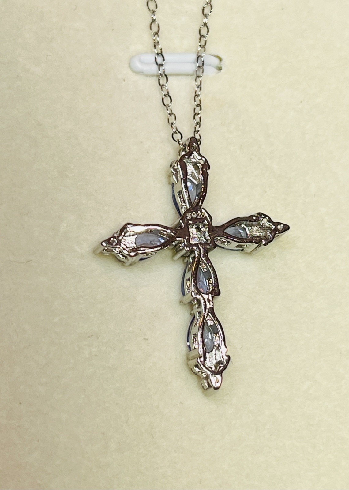 925 Sterling Silver Natural AAA Tanzanite Cross Pendant Necklace Certified