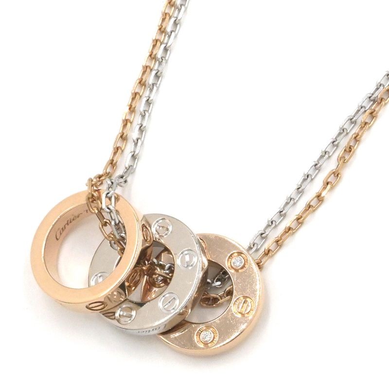 Cartier Love necklace 6 diamonds 18K PG/WG 8.9g