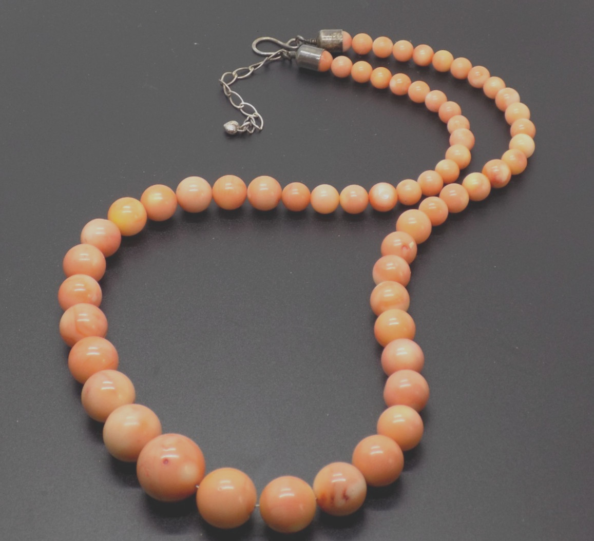 27″ + DTR Peach Coral Sterling Silver Graduating Necklace Mine Finds By Jay King