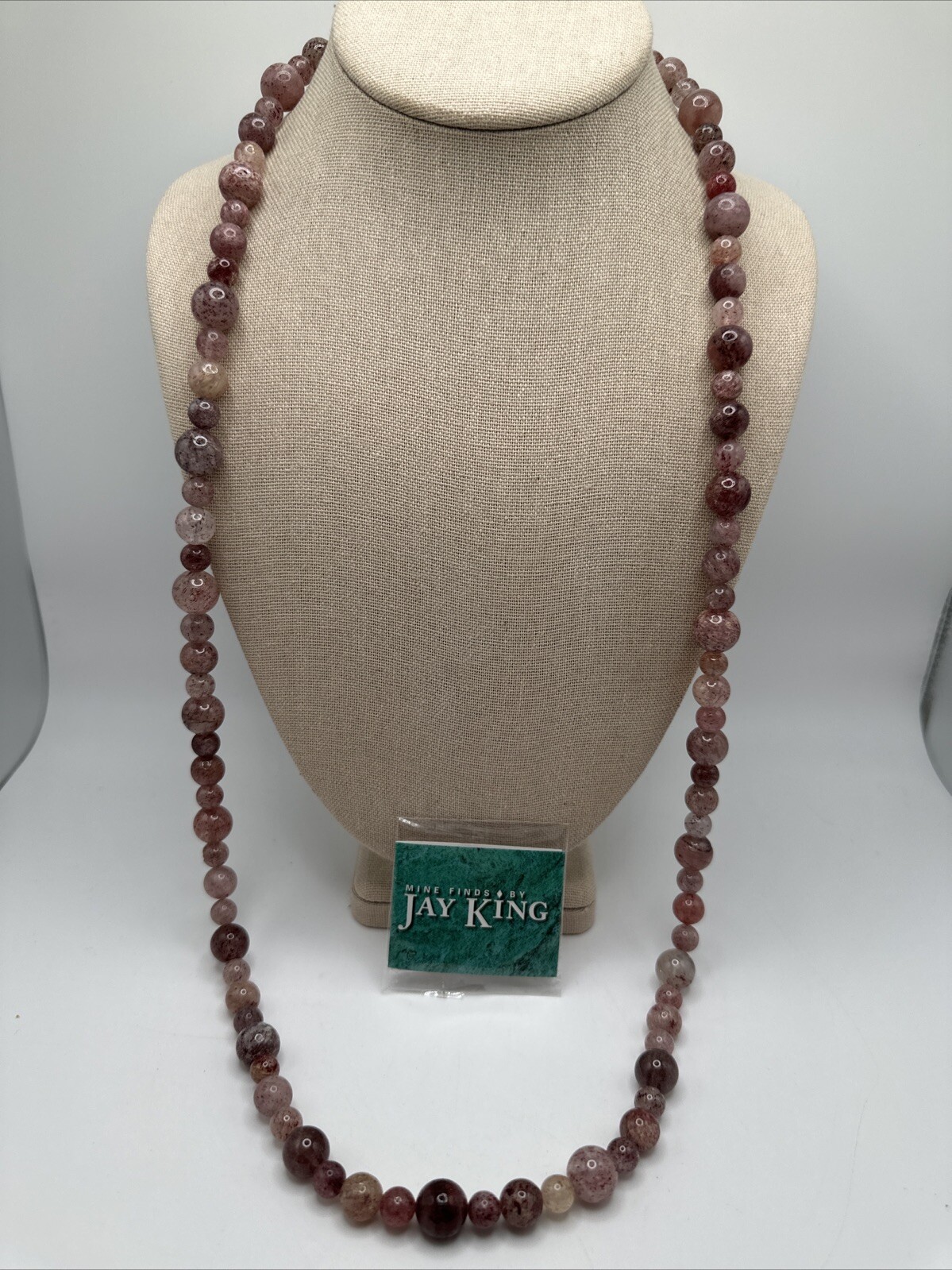 Mine Finds By Jay King Strawberry Quartz Long Chunky 925 Necklace