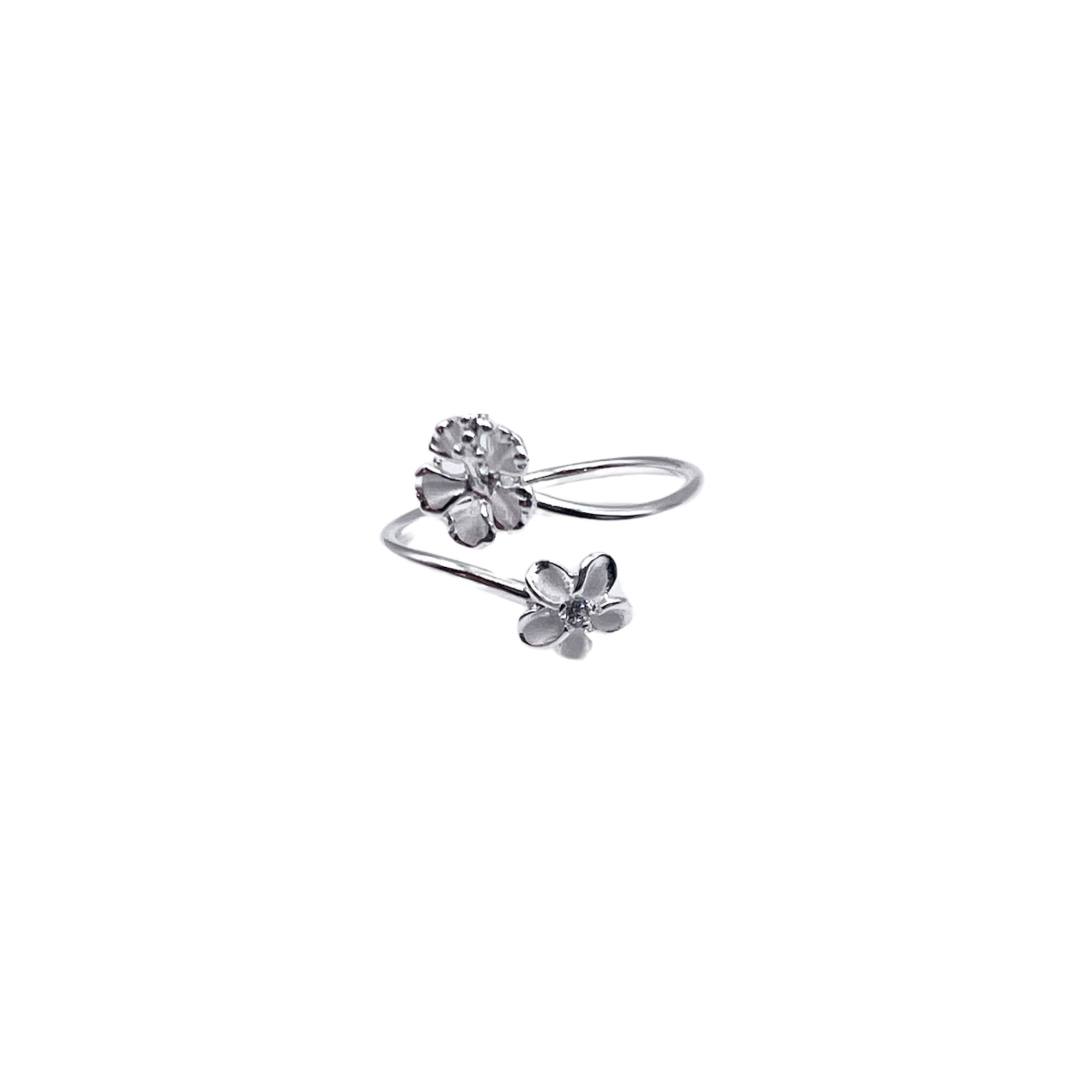 Island Serenity Adjustable Ring 12mm 925 Sliver Hawaiian Flower Free Shipping