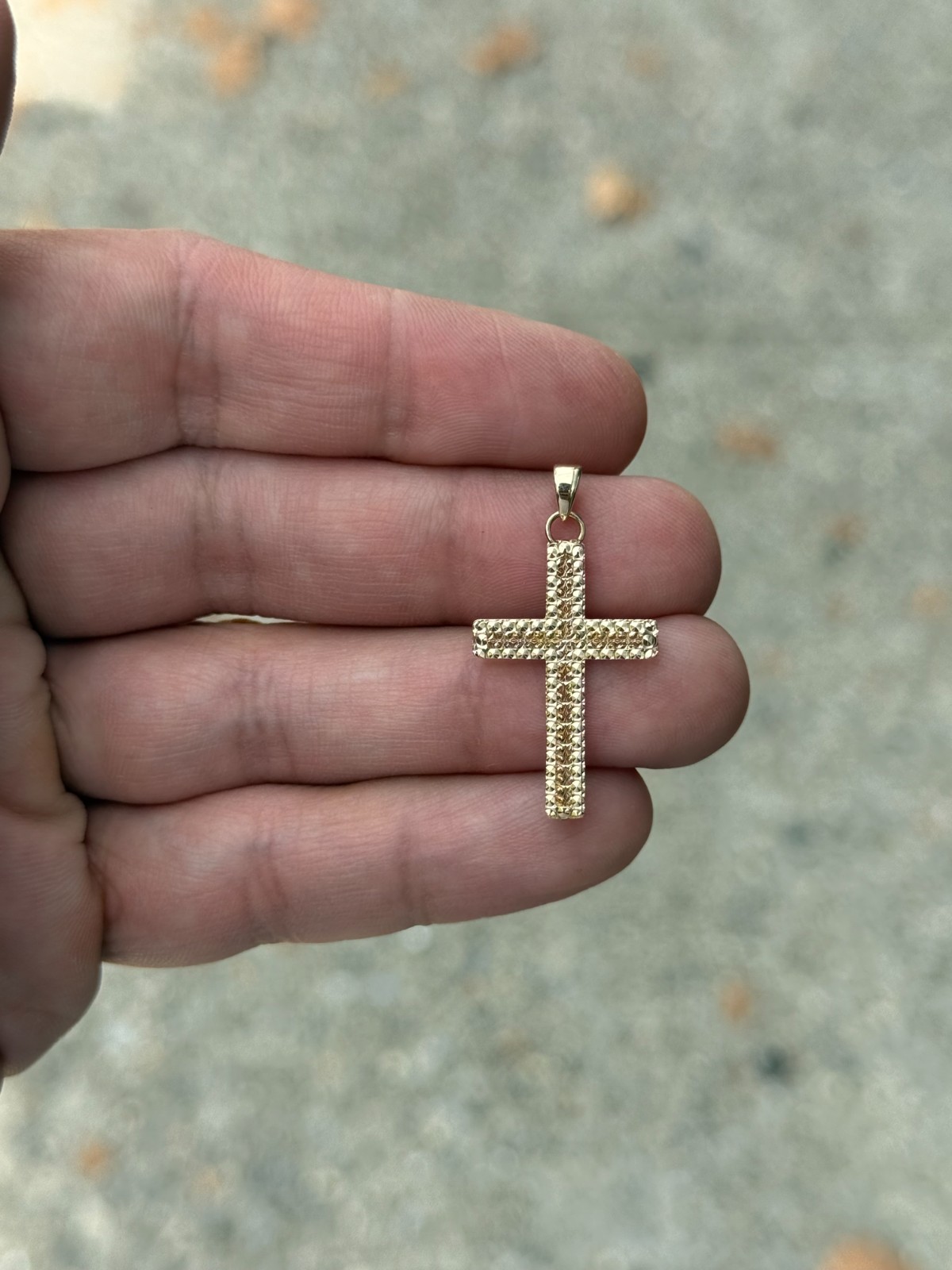 Real 10K Gold Diamond-Cut Jesus Cross Crucifix Pendant