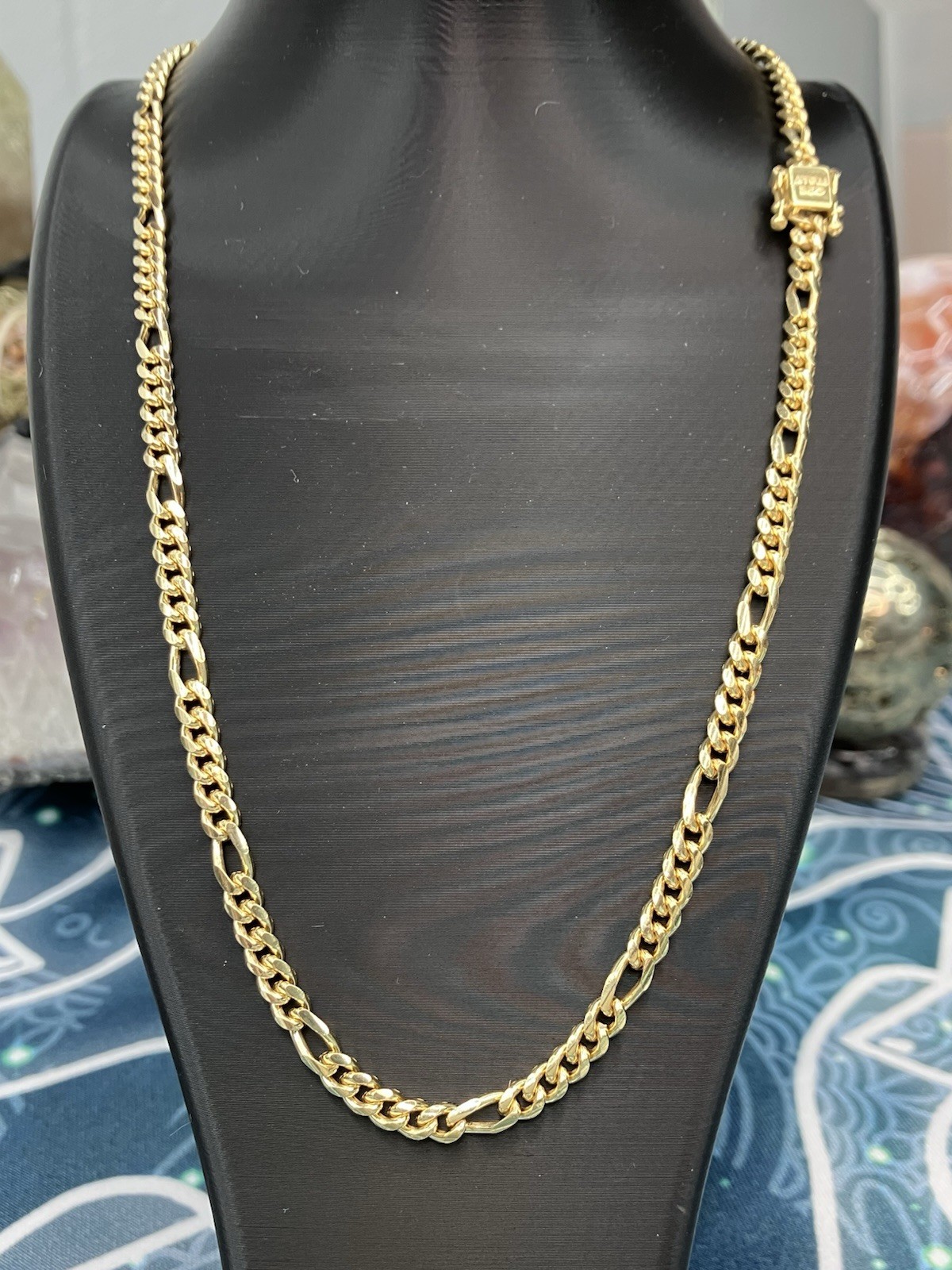 Italian Gold Over 925 Sterling Silver Diamond Cut Miami Figaro Chain 20” 4mm