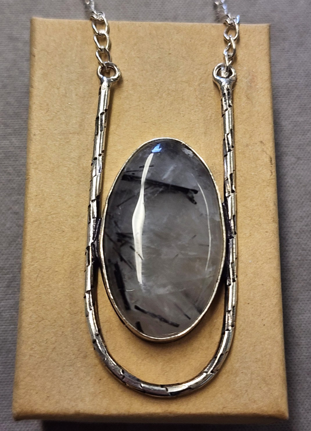 Rutilated Quartz Sterling Silver Necklace 20″
