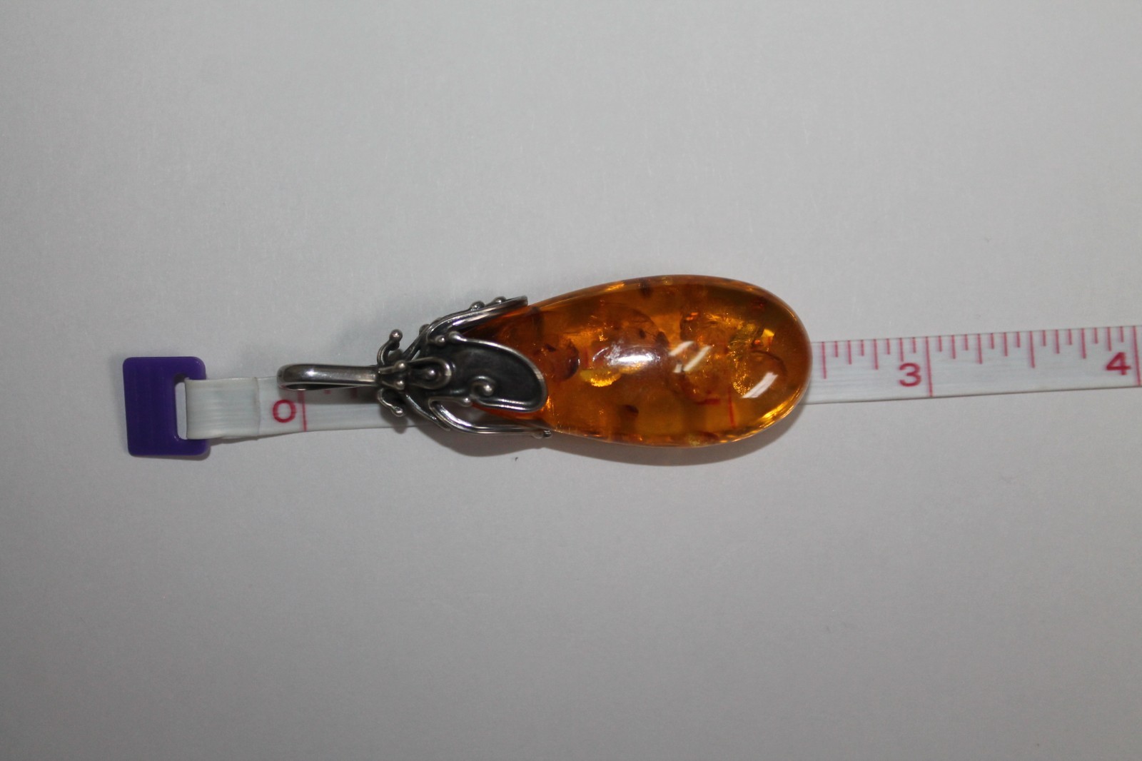 Sterling Silver ATI Poland Baltic Amber Drop Pendant [066GCM]