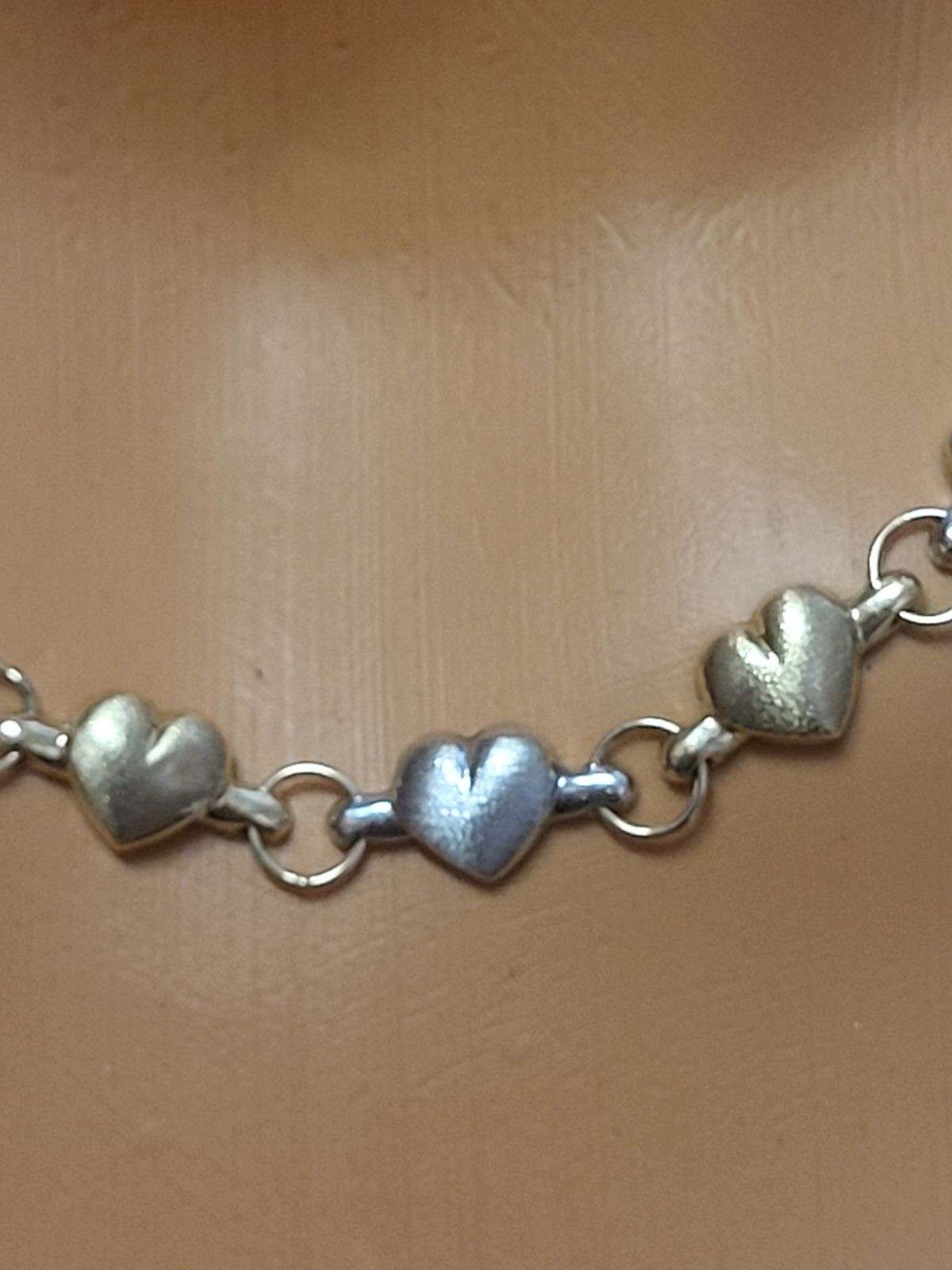 Aurafin 10K Solid Yellow & White Gold Satin Hearts Hugs Love Necklace 17.25 Inch