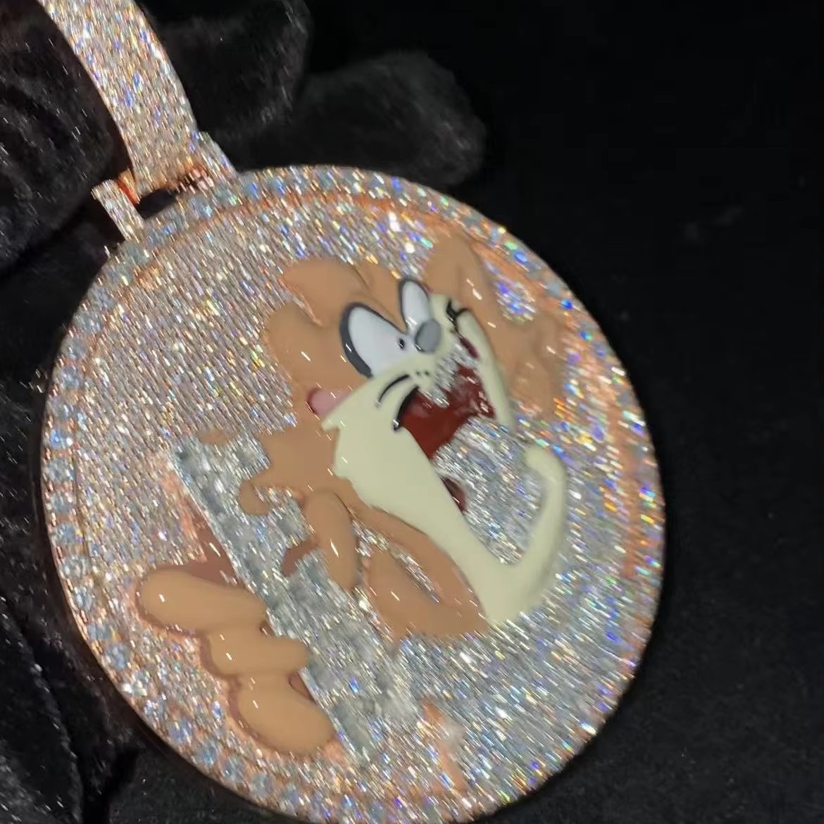 Custom Rose Gold Plated 3D Cartoon Tester Pass Moissanite Men’s Pendant