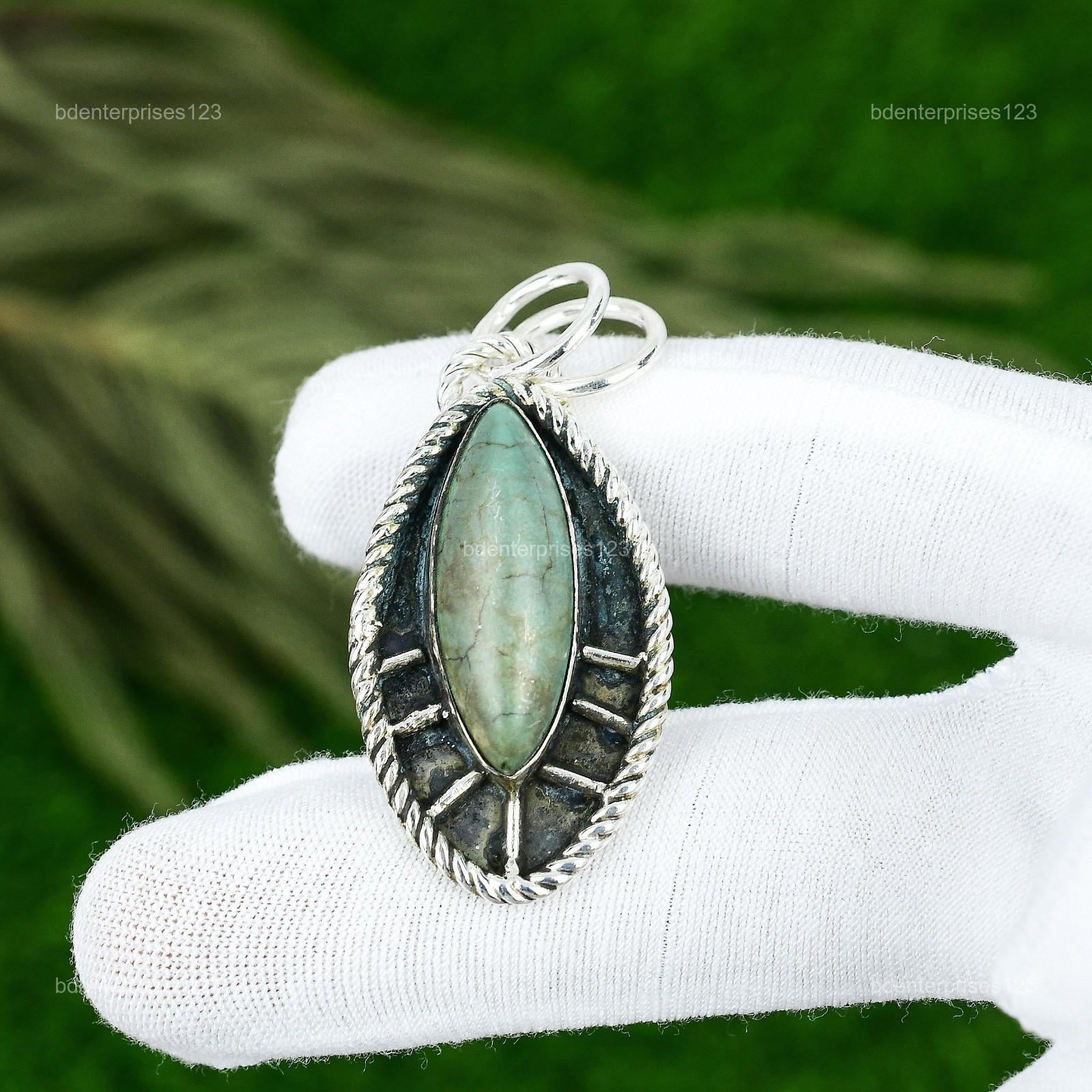 Friendship Day Deal Natural Tibetan Turquoise 925 Silver Throat Chakra Pendant